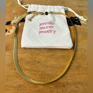 Jennifer Zeuner Hamilton Herringbone 14K Yellow Gold IP Plating Necklace 18" NWT